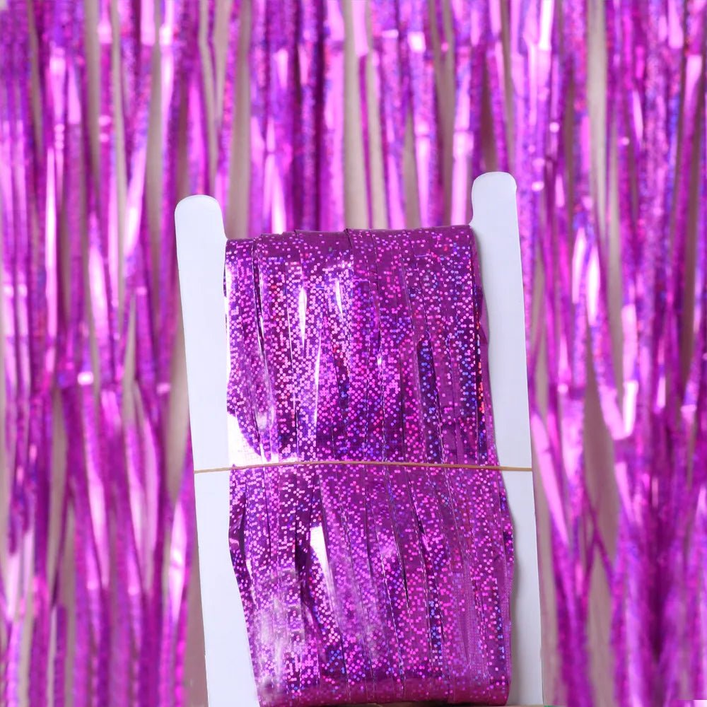 Metallic Tinsel Foil Fringe Curtains Photo Backdrop Glitter Streamers Foil Fringe Backdrop Curtain for Xmas Wedding Background - Jasmind Stores