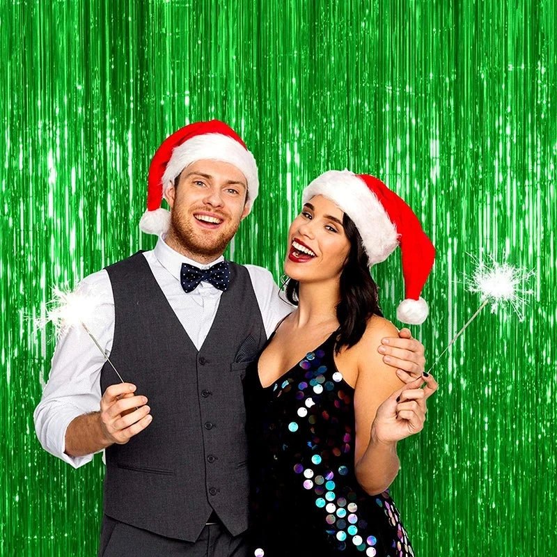 Metallic Tinsel Foil Fringe Curtains Photo Backdrop Glitter Streamers Foil Fringe Backdrop Curtain for Xmas Wedding Background - Jasmind Stores
