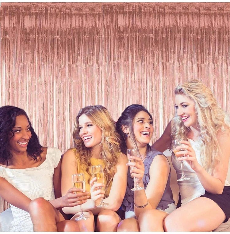 Metallic Tinsel Foil Fringe Curtains Photo Backdrop Glitter Streamers Foil Fringe Backdrop Curtain for Xmas Wedding Background - Jasmind Stores