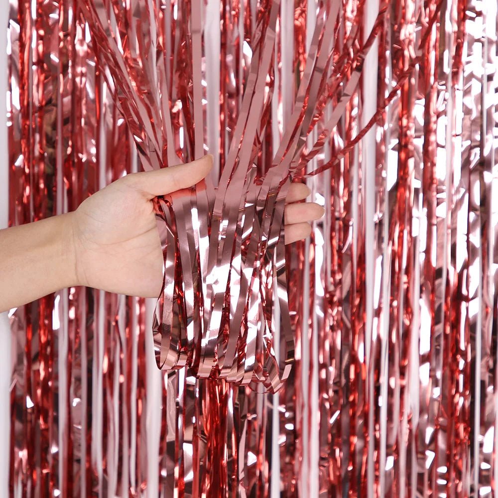 Metallic Tinsel Foil Fringe Curtains Photo Backdrop Glitter Streamers Foil Fringe Backdrop Curtain for Xmas Wedding Background - Jasmind Stores