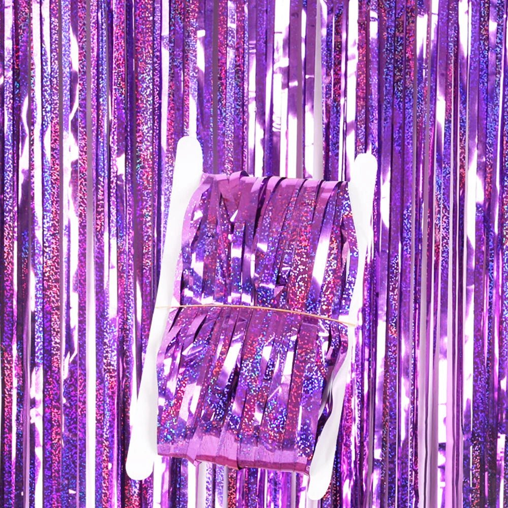Metallic Tinsel Foil Fringe Curtains Photo Backdrop Glitter Streamers Foil Fringe Backdrop Curtain for Xmas Wedding Background - Jasmind Stores