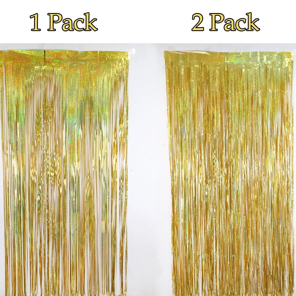 Metallic Tinsel Foil Fringe Curtains Photo Backdrop Glitter Streamers Foil Fringe Backdrop Curtain for Xmas Wedding Background - Jasmind Stores