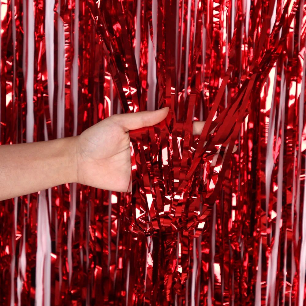 Metallic Tinsel Foil Fringe Curtains Photo Backdrop Glitter Streamers Foil Fringe Backdrop Curtain for Xmas Wedding Background - Jasmind Stores
