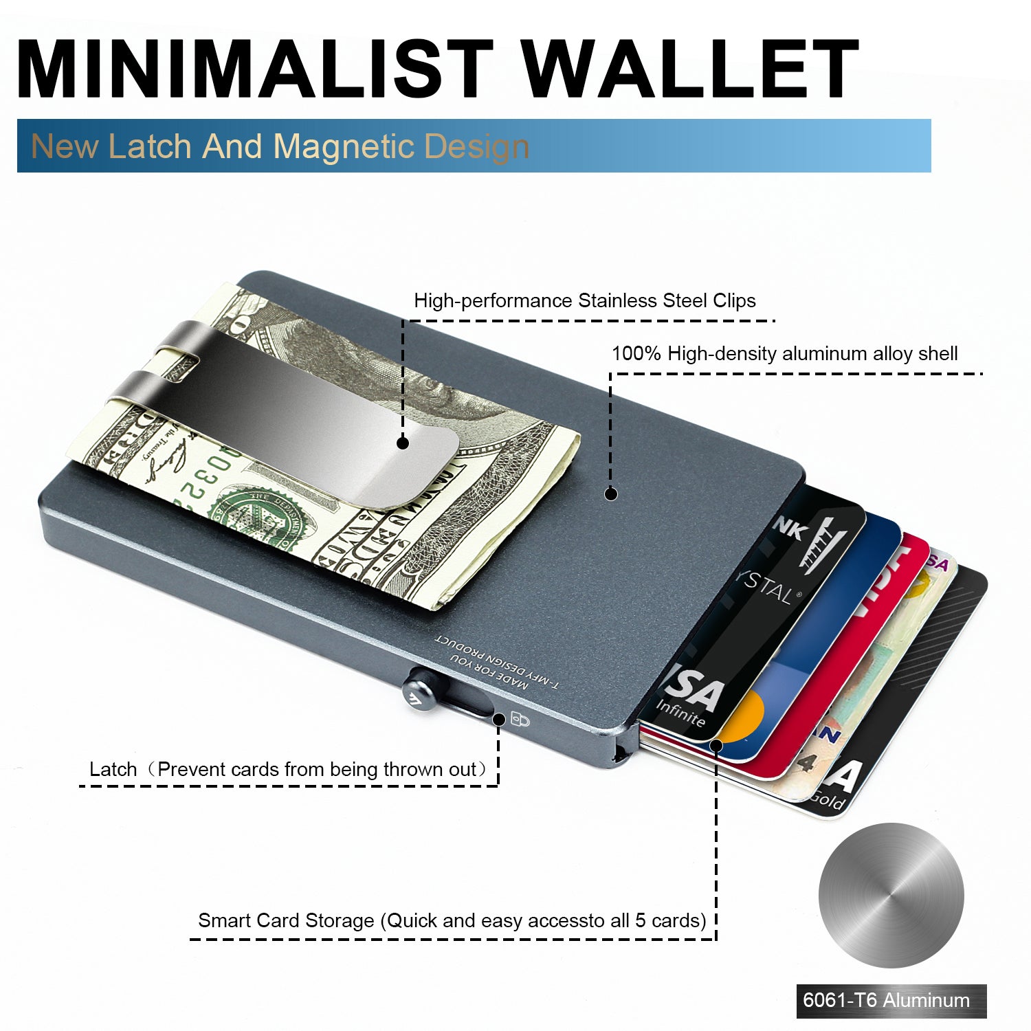 Minimalist Pop up Wallet with Money Clip - Jasmind Stores