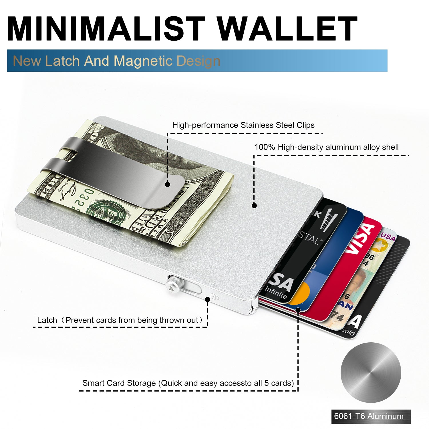 Minimalist Pop up Wallet with Money Clip - Jasmind Stores