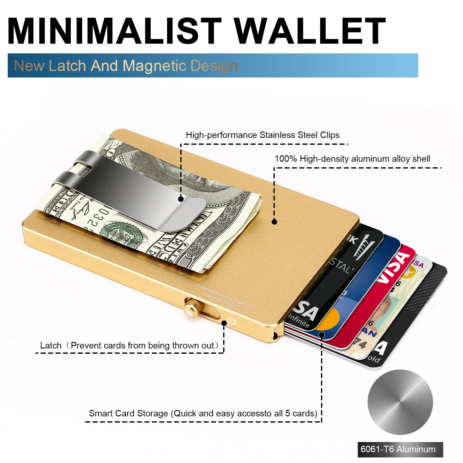 Minimalist Pop up Wallet with Money Clip - Jasmind Stores