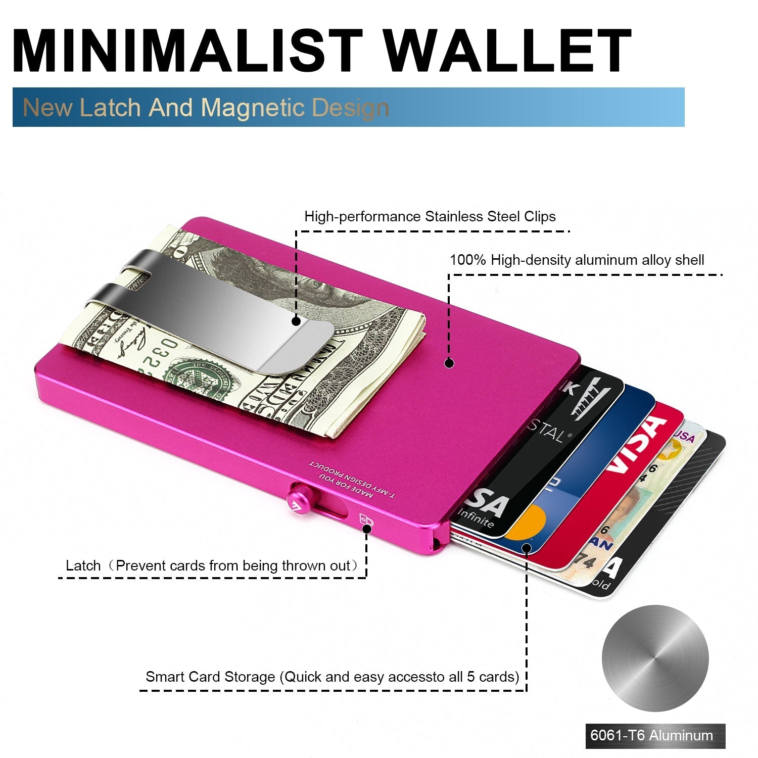 Minimalist Pop up Wallet with Money Clip - Jasmind Stores