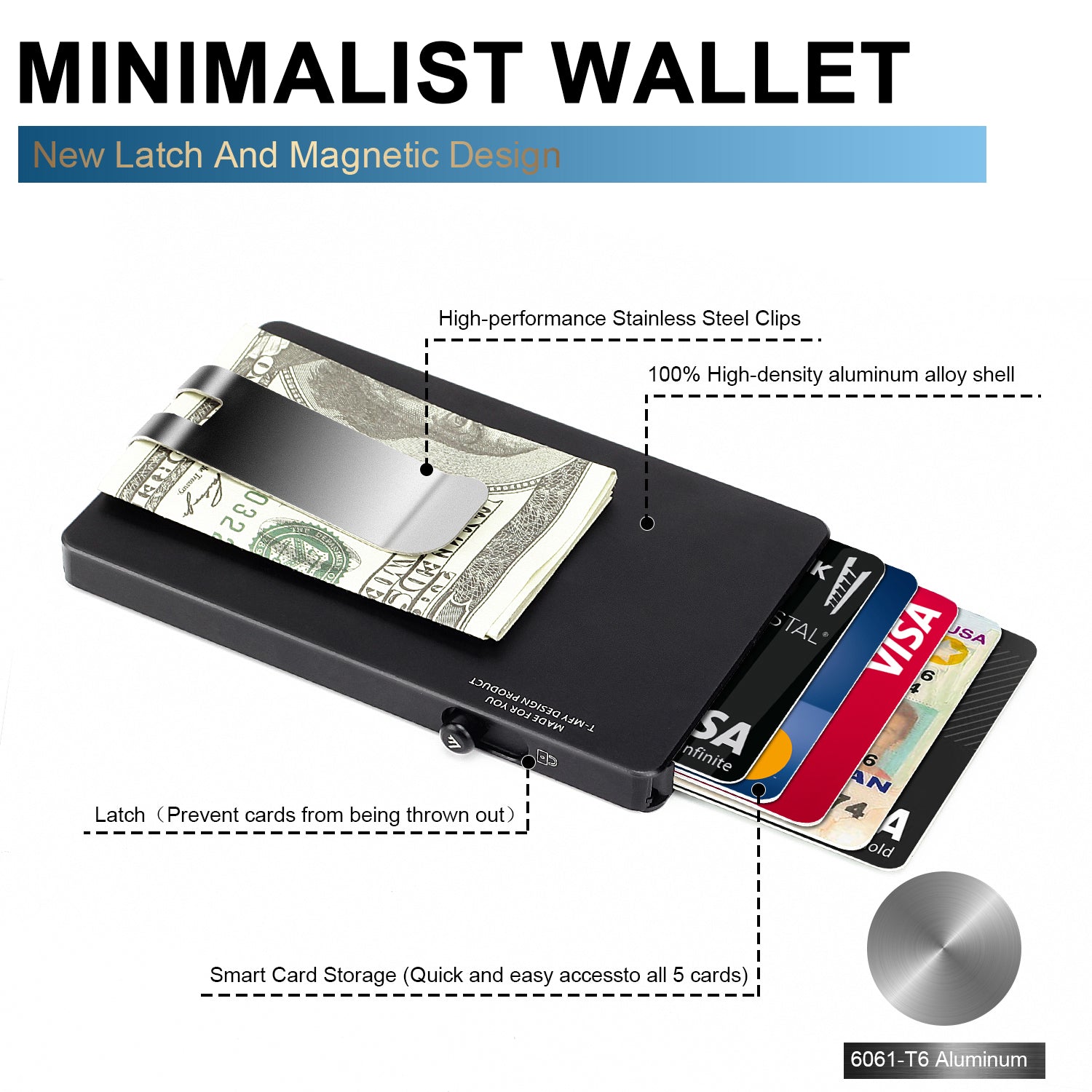 Minimalist Pop up Wallet with Money Clip - Jasmind Stores