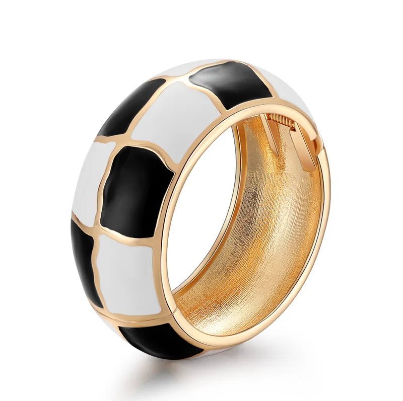 New Fashion Wide Bracelet for Women Black White Geometric Me - Jasmind Stores
