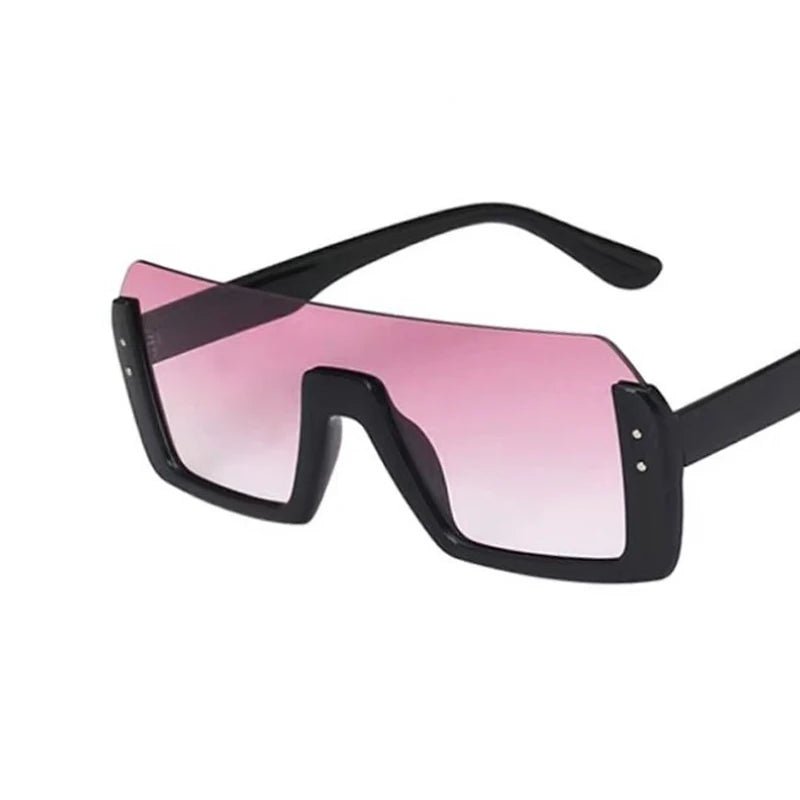 New style men's and women's sunglasses Fashion multi - color large frame square round face retro integrated glasses - Jasmind Stores