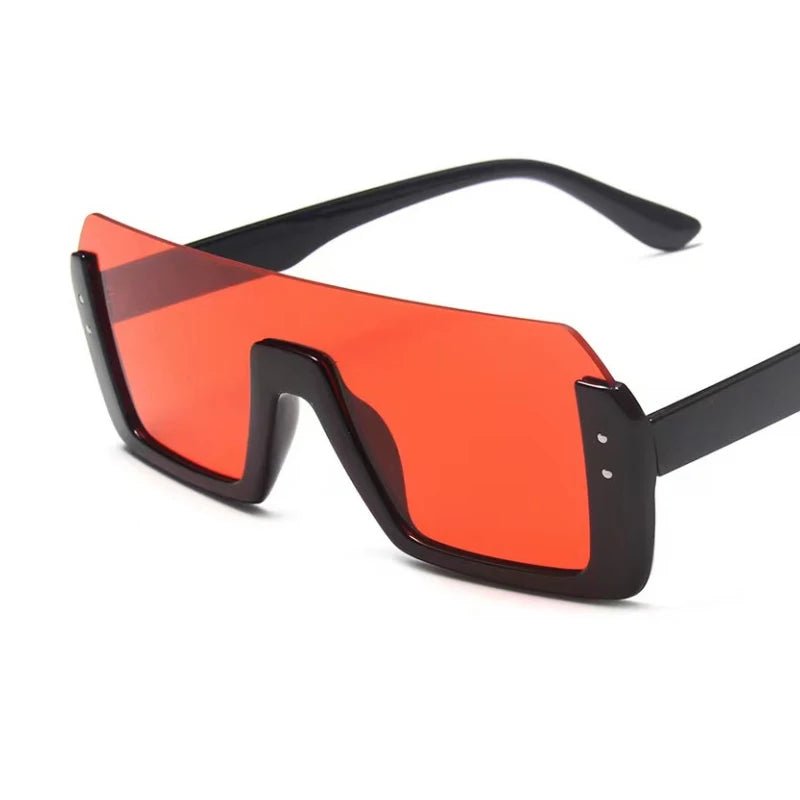 New style men's and women's sunglasses Fashion multi - color large frame square round face retro integrated glasses - Jasmind Stores