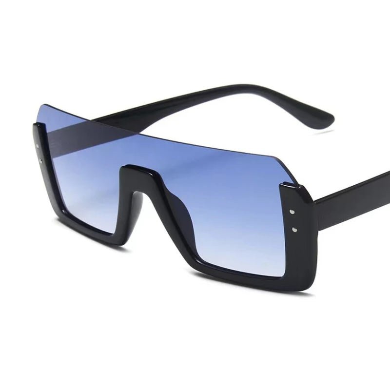 New style men's and women's sunglasses Fashion multi - color large frame square round face retro integrated glasses - Jasmind Stores