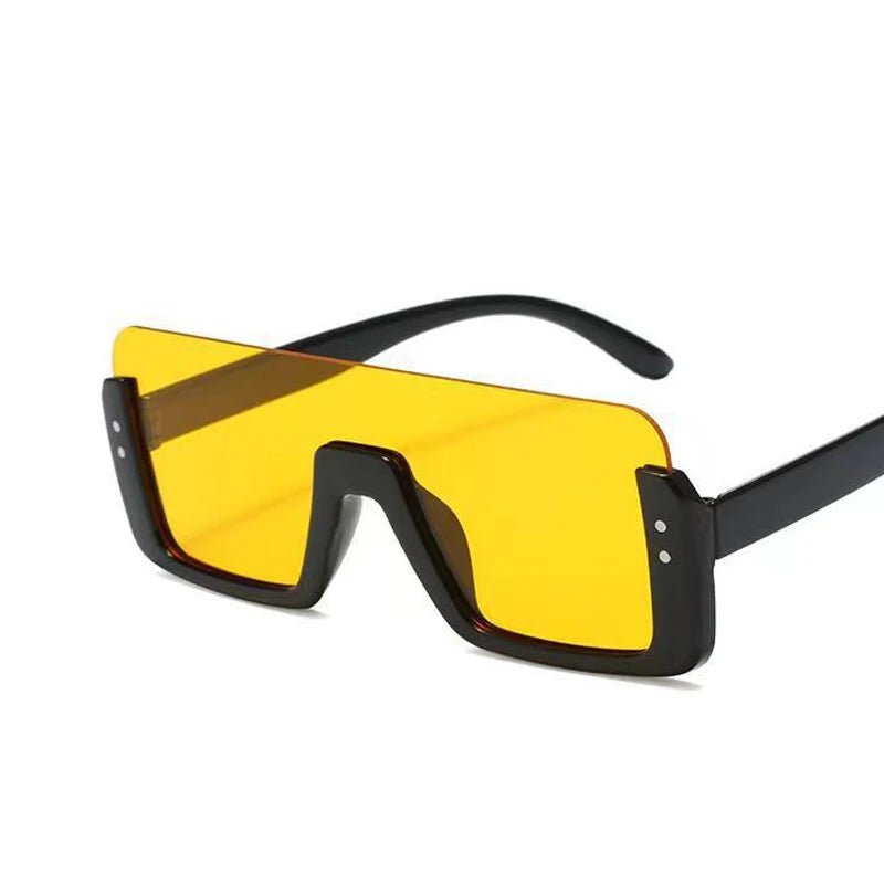 New style men's and women's sunglasses Fashion multi - color large frame square round face retro integrated glasses - Jasmind Stores