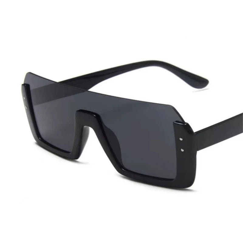 New style men's and women's sunglasses Fashion multi - color large frame square round face retro integrated glasses - Jasmind Stores