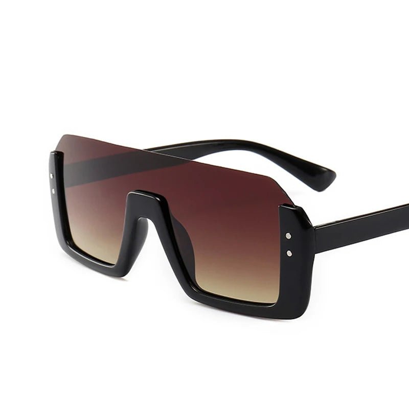 New style men's and women's sunglasses Fashion multi - color large frame square round face retro integrated glasses - Jasmind Stores