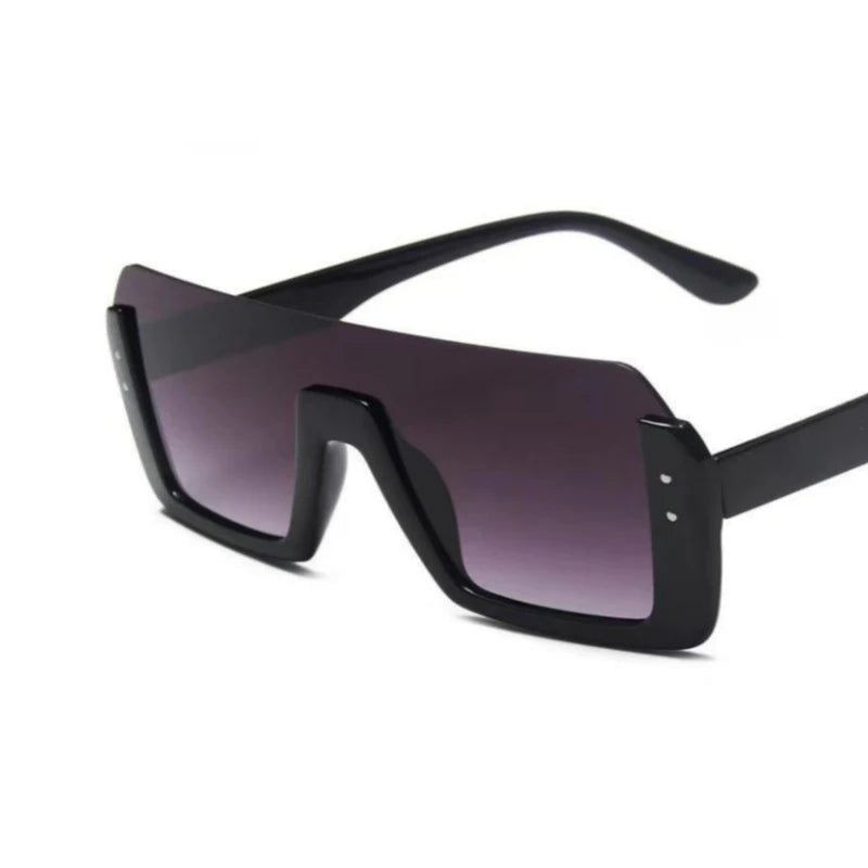 New style men's and women's sunglasses Fashion multi - color large frame square round face retro integrated glasses - Jasmind Stores