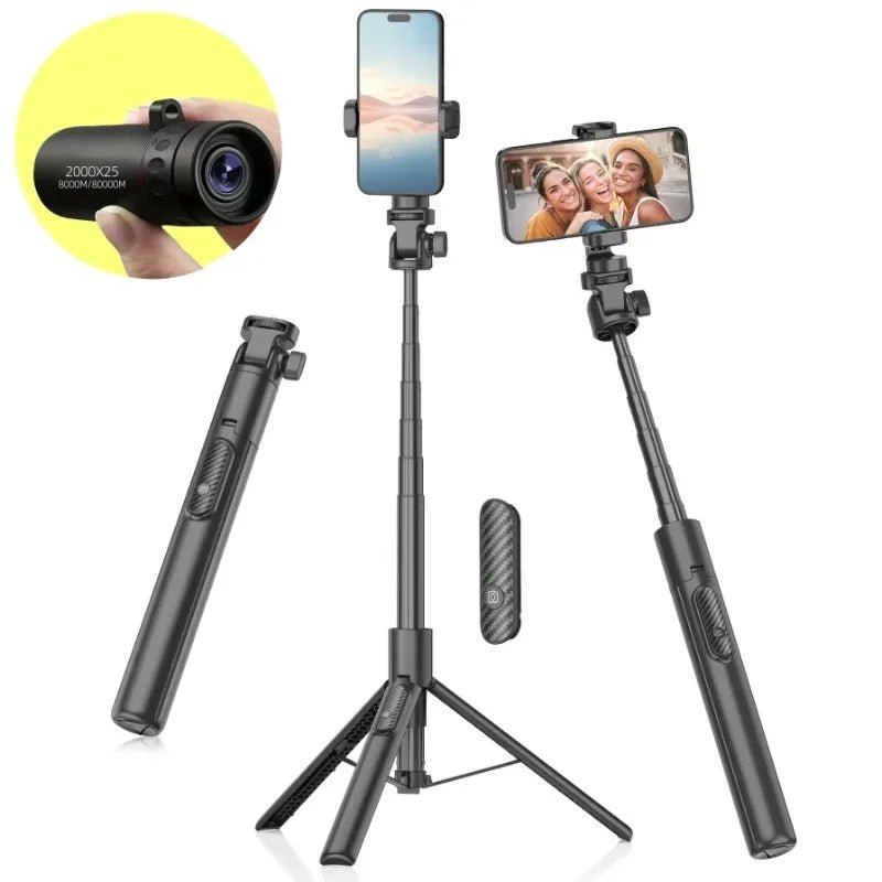 Outdoor 2000x25 HD Monocular Telescope Mini Portable Mobile Phone Telescope with Holder Camping Hunting Birdwatching Telescopes - Jasmind Stores