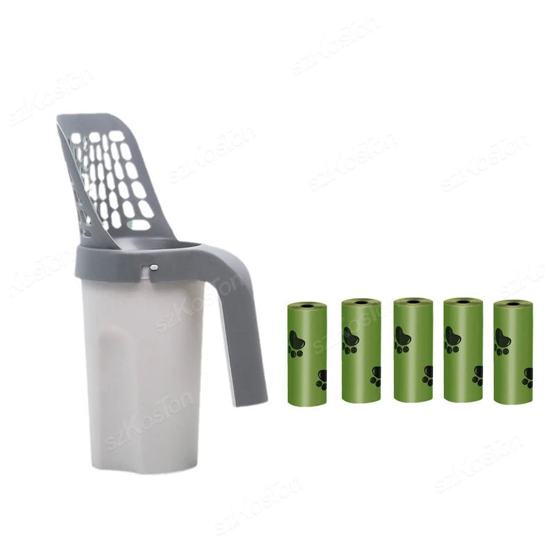 Portable Cat Litter Scooper with Built - in Refill Bag Cat Litter Shovel Integrated Shovel and Bag System Clean Supplies Accessory - Jasmind Stores