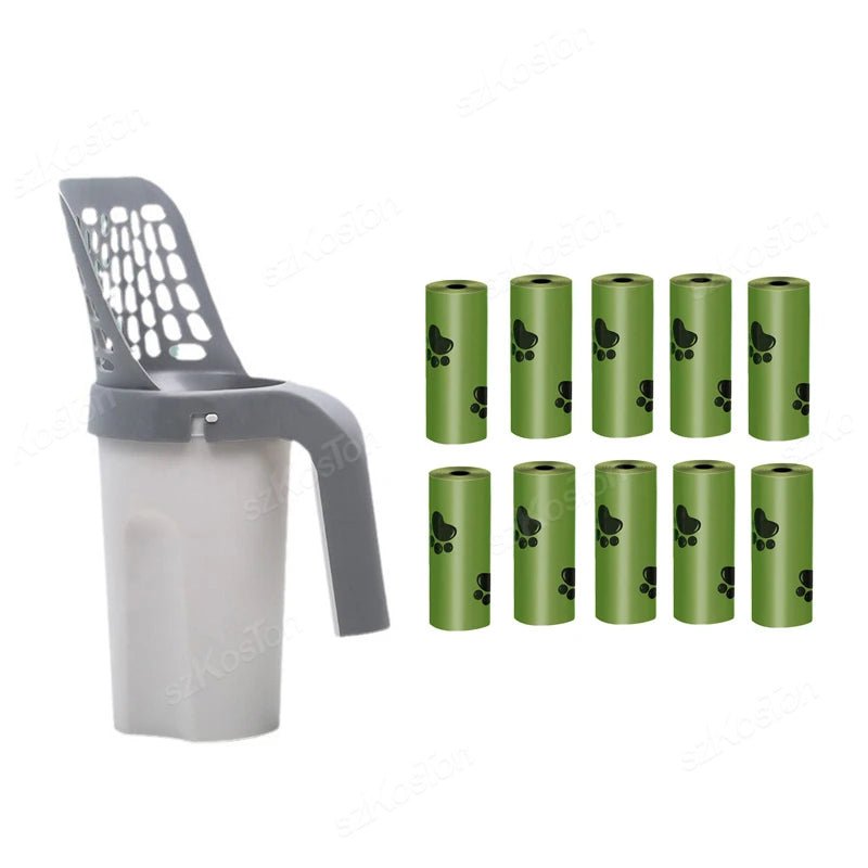 Portable Cat Litter Scooper with Built - in Refill Bag Cat Litter Shovel Integrated Shovel and Bag System Clean Supplies Accessory - Jasmind Stores