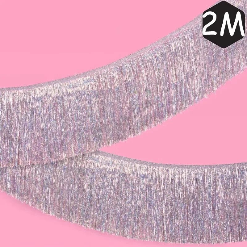 Shiny Tinsel Tassels Fringes Banner Garland Curtain Party Background Photo Props Rain Silk Curtain Wedding Decoration Supplies - Jasmind Stores