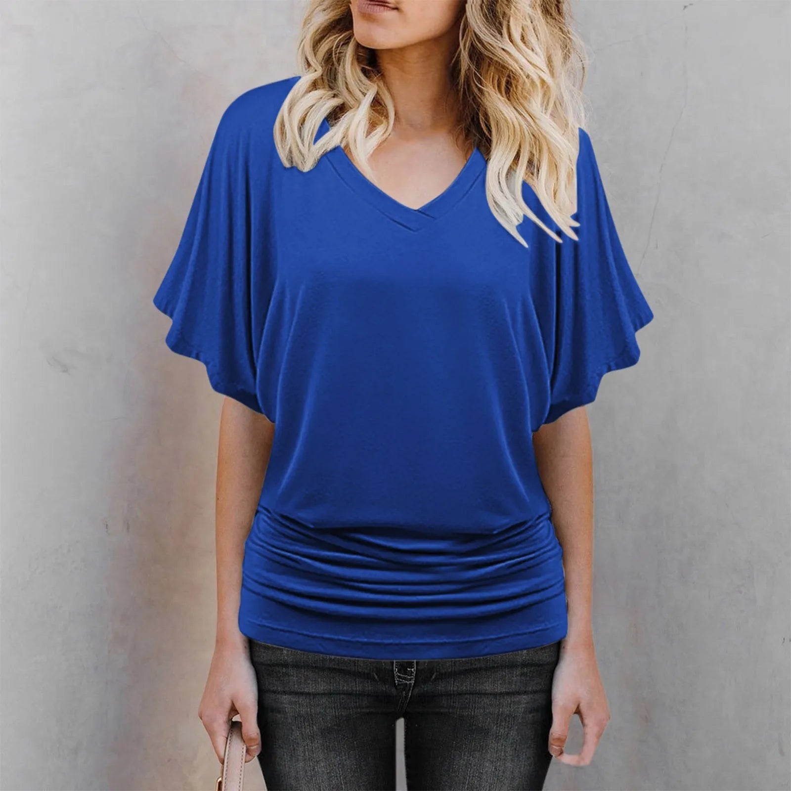 Soft Pleated Summer Bating Short Sleeved V - Jasmind Stores