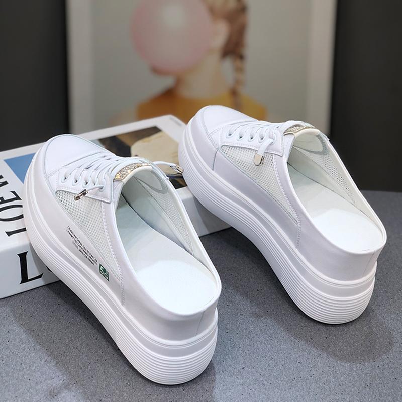 Summer Mesh Surface Platform Heel - free Lazy Stylish And Lightweight White Shoes - Jasmind Stores