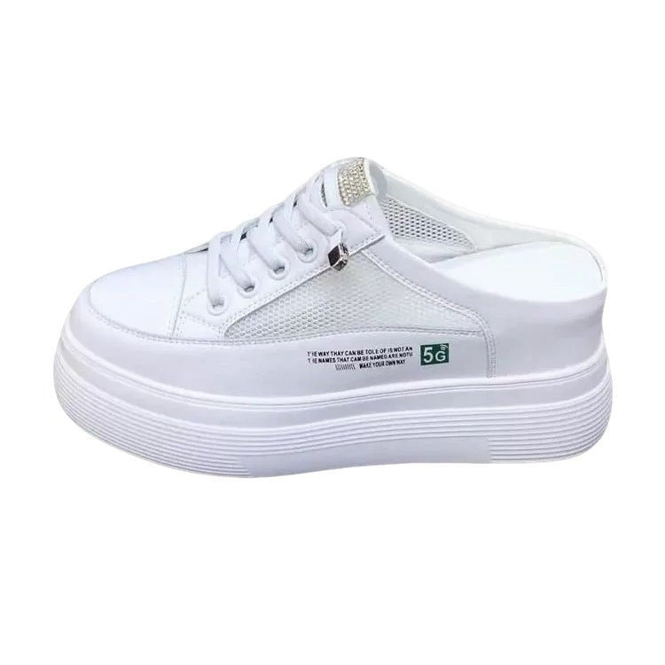 Summer Mesh Surface Platform Heel - free Lazy Stylish And Lightweight White Shoes - Jasmind Stores