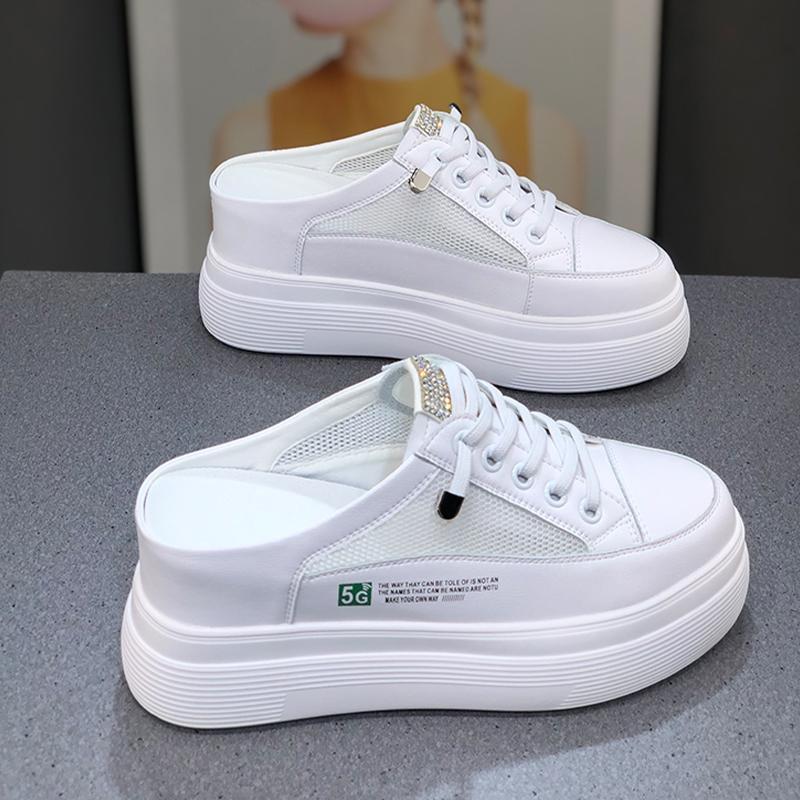 Summer Mesh Surface Platform Heel - free Lazy Stylish And Lightweight White Shoes - Jasmind Stores