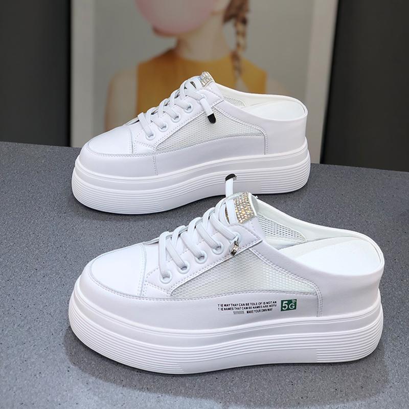 Summer Mesh Surface Platform Heel - free Lazy Stylish And Lightweight White Shoes - Jasmind Stores