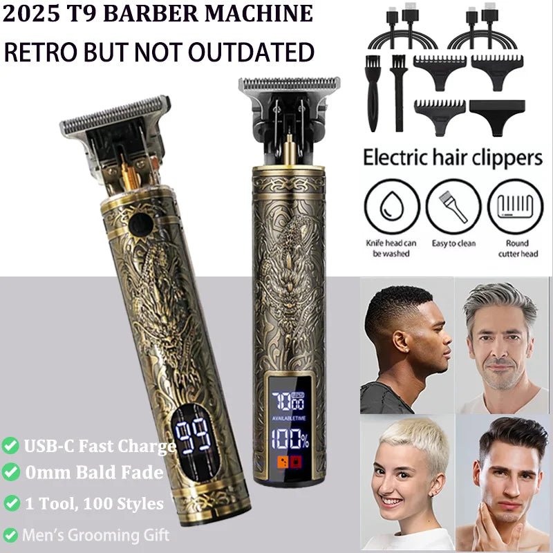 T9 Professional Hair Clipper/Accessories for Men | USB - C Fast Charging | Beard/Body/Hair Trimmer | Precision Electric Shaver - Jasmind Stores
