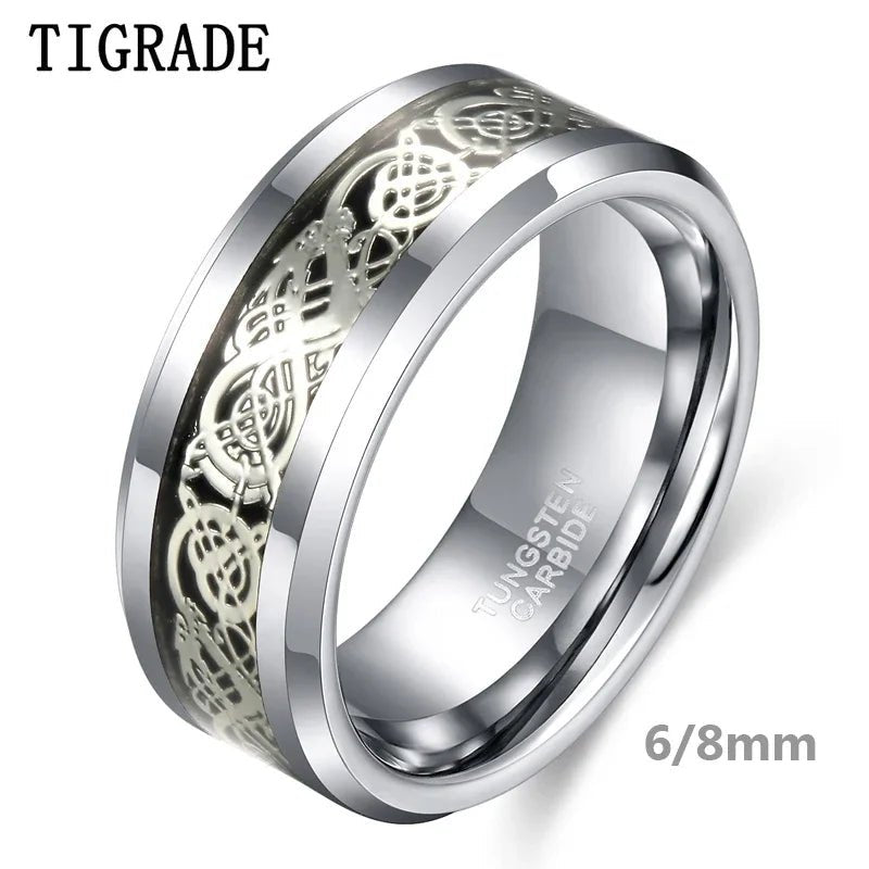Tigrade 6/8mm Men Silver Color Tungsten Carbide Ring Luxury - Jasmind Stores