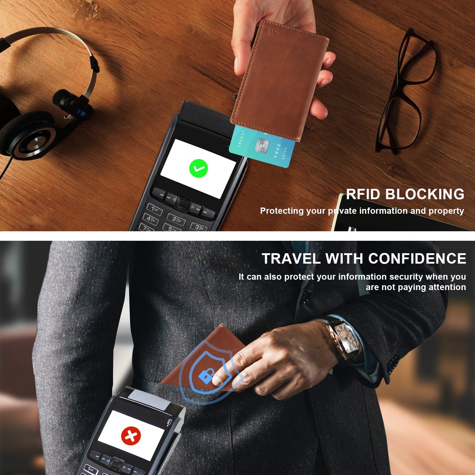 TOYFID Aluminum Alloy Wallet With Genuine Leather Cover Men' - Jasmind Stores