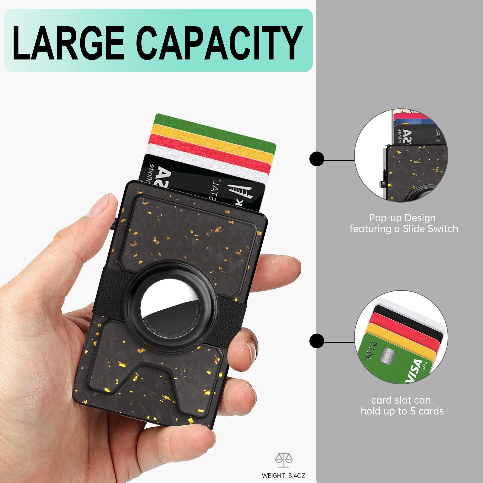 TOYFID Best Pop Up RFID Mens Wallet forged Carbon Fiber Mini - Jasmind Stores