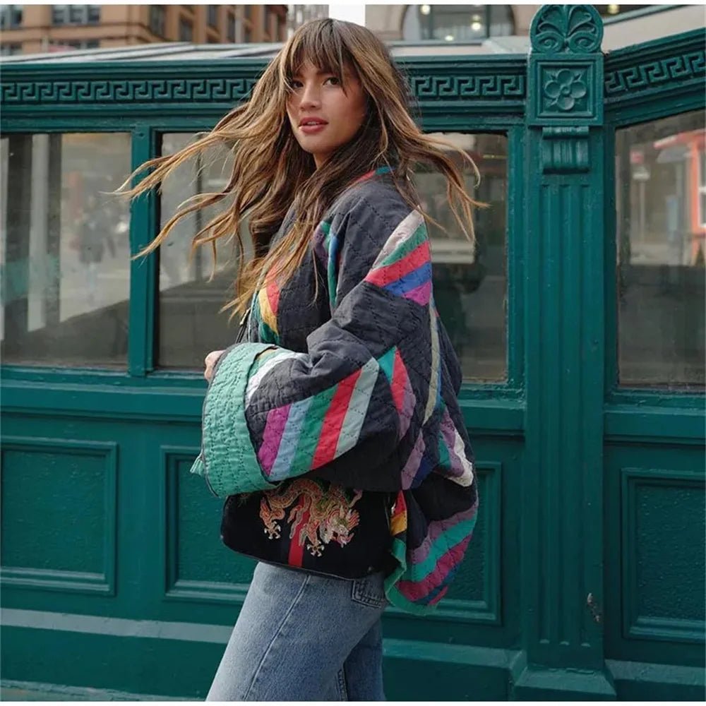 UNIZERA 2023 Autumn/Winter New Product Women's New Fashion and Casual Versatile Polo Collar Cardigan Spliced Cotton Coat - Jasmind Stores