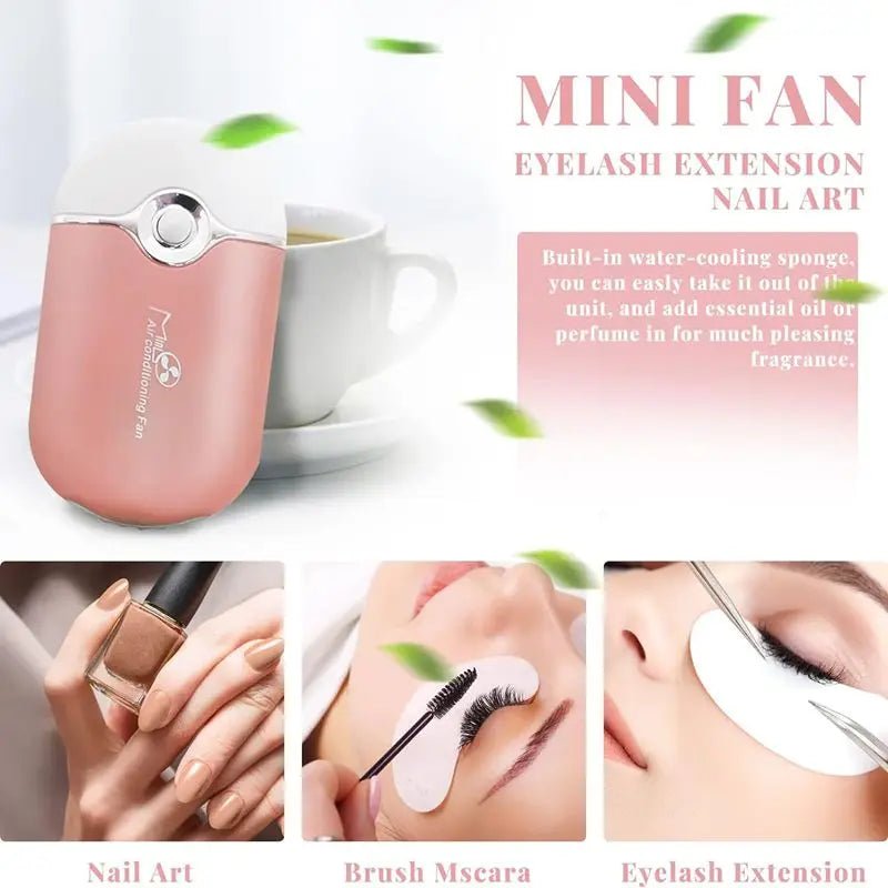 USB Rechargeable Portable Mini Fan Cooling Fan Bladeless Handheld Eyelash dryer Mini Handheld Fan Air Conditioning Blower - Jasmind Stores