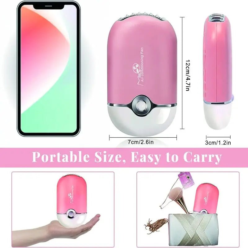 USB Rechargeable Portable Mini Fan Cooling Fan Bladeless Handheld Eyelash dryer Mini Handheld Fan Air Conditioning Blower - Jasmind Stores