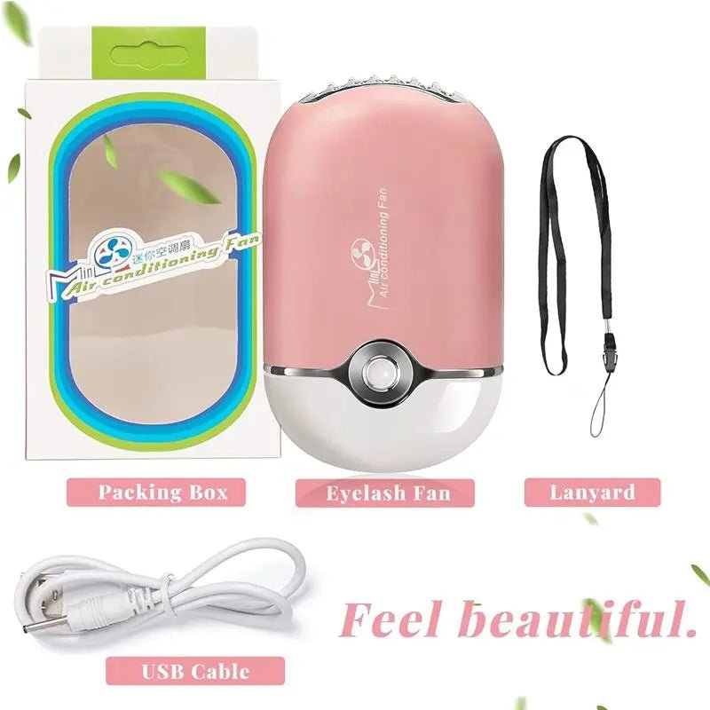 USB Rechargeable Portable Mini Fan Cooling Fan Bladeless Handheld Eyelash dryer Mini Handheld Fan Air Conditioning Blower - Jasmind Stores