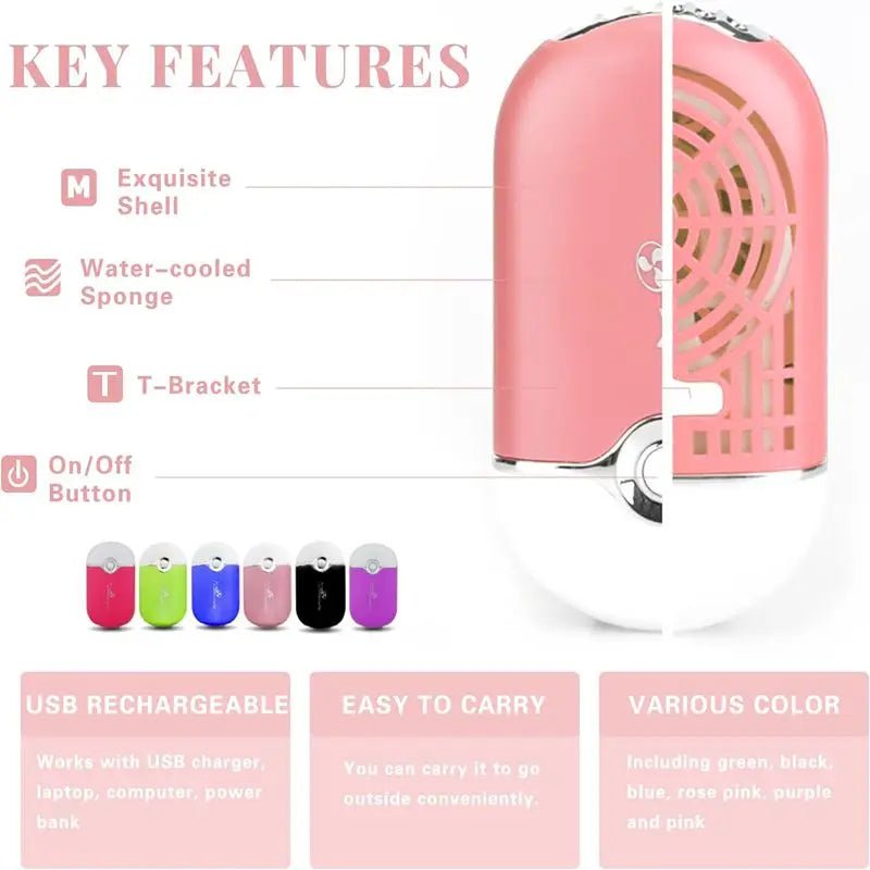 USB Rechargeable Portable Mini Fan Cooling Fan Bladeless Handheld Eyelash dryer Mini Handheld Fan Air Conditioning Blower - Jasmind Stores