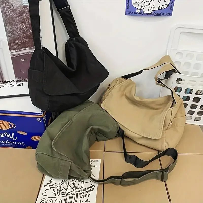 Vintage Women's Messenger Bag Large Capacity Canvas Teenager Book Bag Shoulder Bag Casual Crossbody Bag - Jasmind Stores
