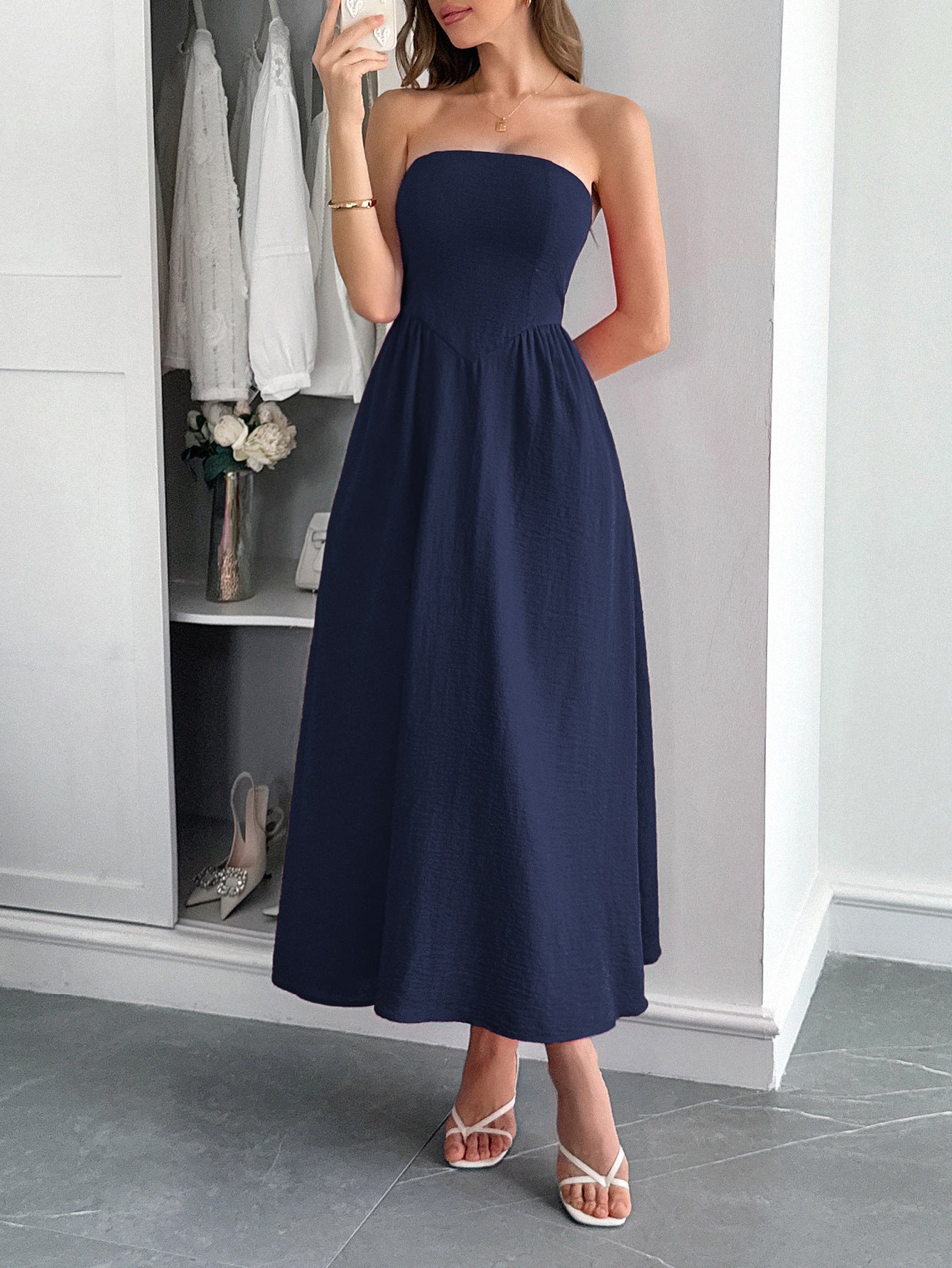 Women's High Waist Tube Top Dress - Jasmind Stores