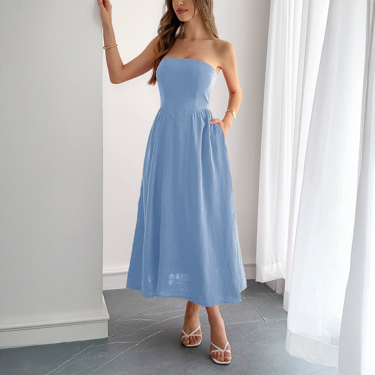 Women's High Waist Tube Top Dress - Jasmind Stores