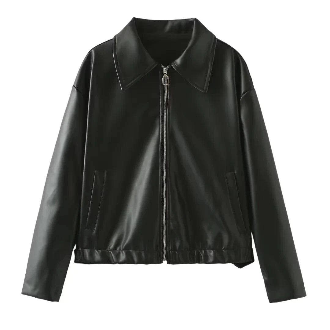 Women’s Leather Streetwear Jacket - Jasmind Stores