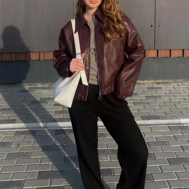 Women’s Leather Streetwear Jacket - Jasmind Stores
