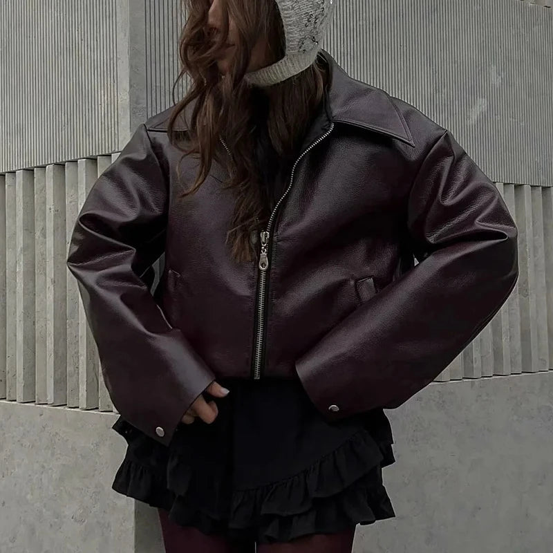 Women’s Leather Streetwear Jacket - Jasmind Stores