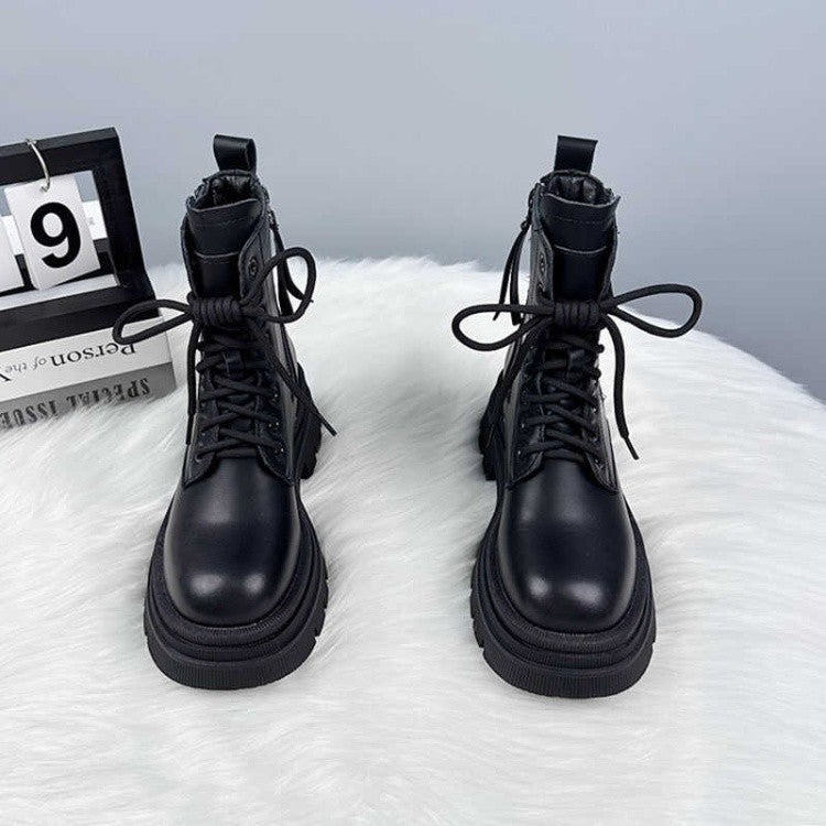 Women's Thick - soled British - style All - matching And Handsome Fashionable Leather Boots - Jasmind Stores