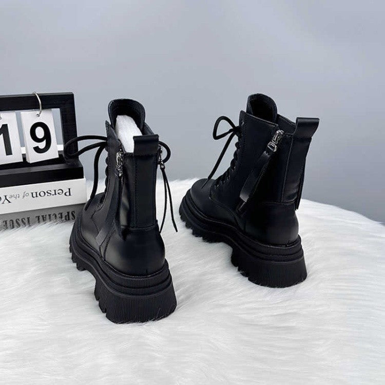 Women's Thick - soled British - style All - matching And Handsome Fashionable Leather Boots - Jasmind Stores