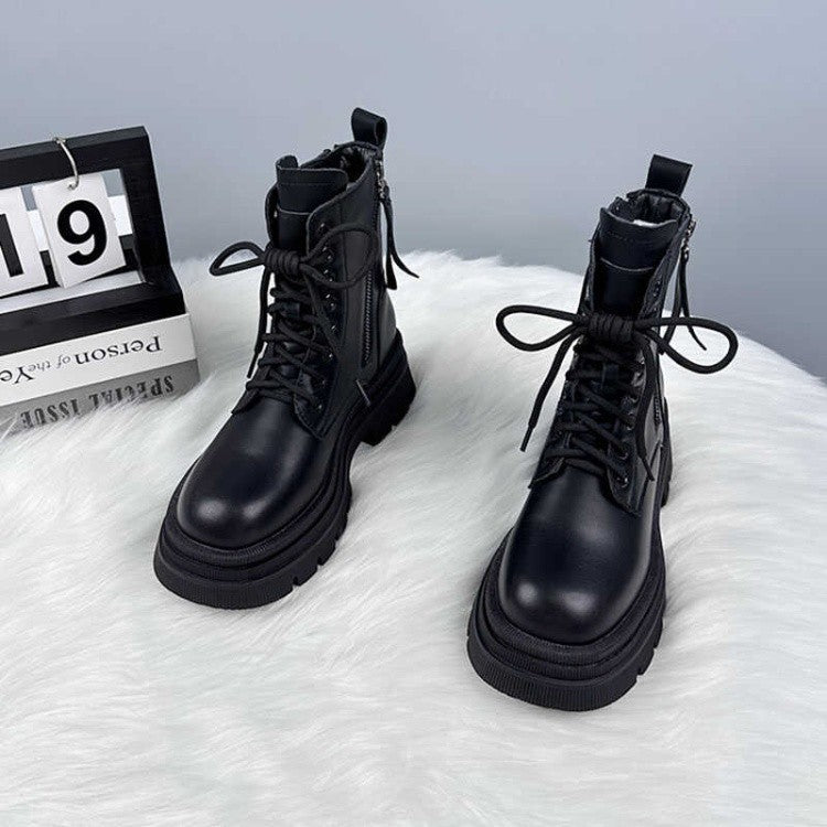 Women's Thick - soled British - style All - matching And Handsome Fashionable Leather Boots - Jasmind Stores