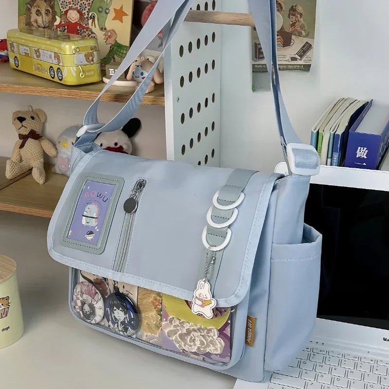 Y2K Japanese Harajuku School Bags for Teenage Girls New 2025 Transparent Itabag Crossbody Bag DIY Badges Display Plate Ita Bag - Jasmind Stores